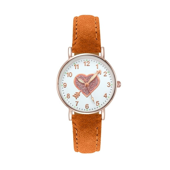 SUSHNAG Watch Luminouse Women'S Wrist Watch Classic Quartz Watch Easy Read Dial Unique An Arrrow Through The Heart Leather Watch Band Round Watch for Women Birthday Gift