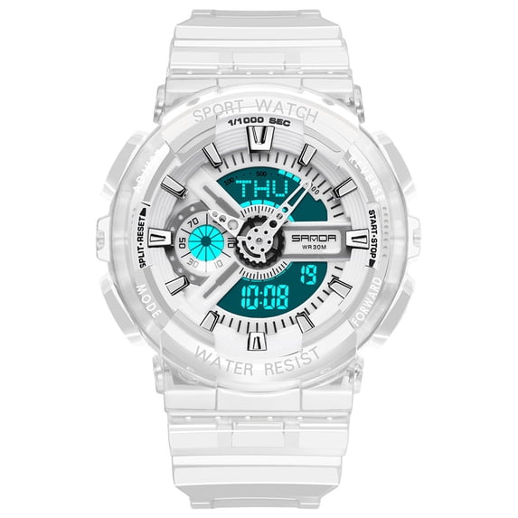 SUSHNAG Waterproof Sports Couple Watch Fashion Sports Watch Transparent Strap Digital Couple Watch Men