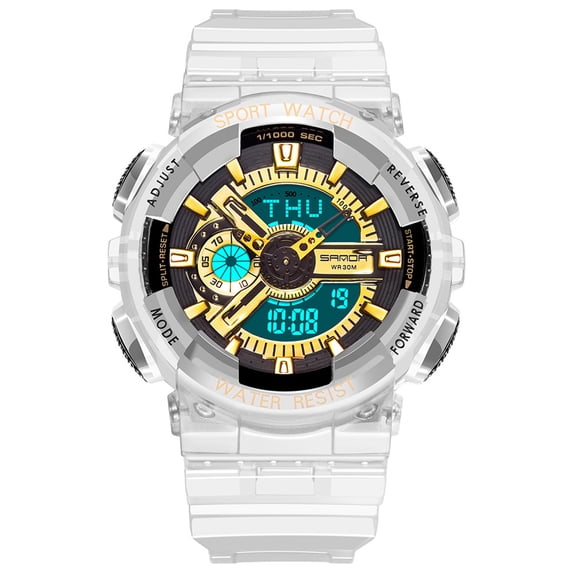 SUSHNAG Waterproof Sports Couple Watch Fashion Sports Watch Transparent Strap Digital Couple Watch Men