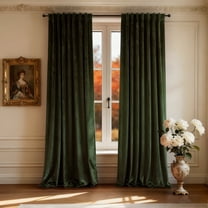 SUSIELADY Velvet Blackout Curtains 84 Inches, 2 Panels, Thermal Insulated Luxury Soft Window Drapes for Bedroom & Living Room, Rod Pocket and Back Tab, 52W x 84L Inches, Olive Green