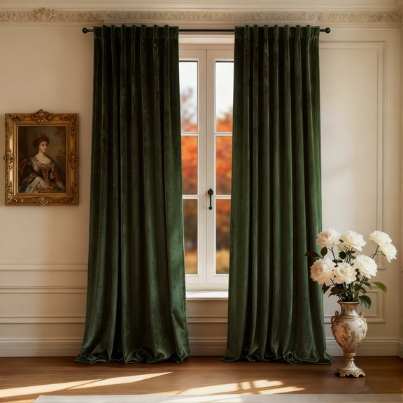 SUSIELADY Velvet Blackout Curtains 84 Inches, 2 Panels, Thermal Insulated Luxury Soft Window Drapes for Bedroom & Living Room, Rod Pocket and Back Tab, 52W x 84L Inches, Olive Green