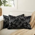 thumbnail image 1 of SUSIELADY 100% Cotton French Pastoral Floral Throw Pillow Covers Set of 2, 20x12 Inch Vintage Farmhouse Decorative Cushion Covers for Sofa Couch Bed Living Room Home Decor, Background Black, 1 of 7