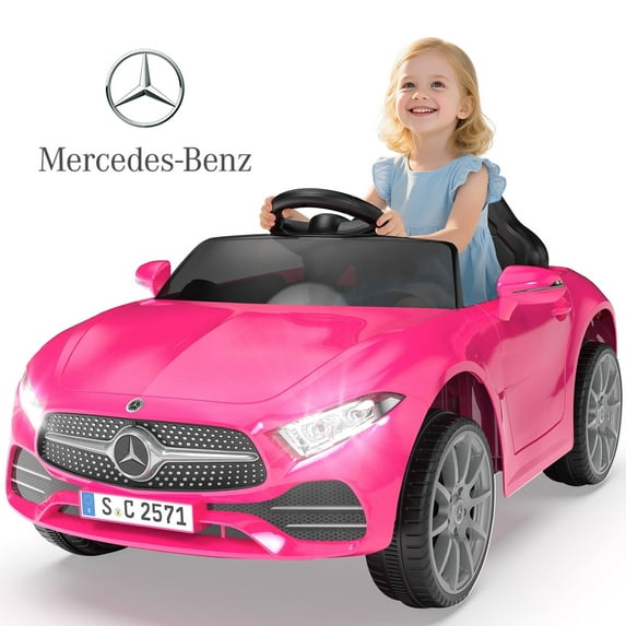 SUSIELADY 12V Kids Electric Ride On Car Licensed Mercedes-Benz CLS 350, Parent Remote Control, Four Wheel Suspension, Music, Power Display, Outdoor Toys for Boys Girls Toddlers Ages 2-4, Pink