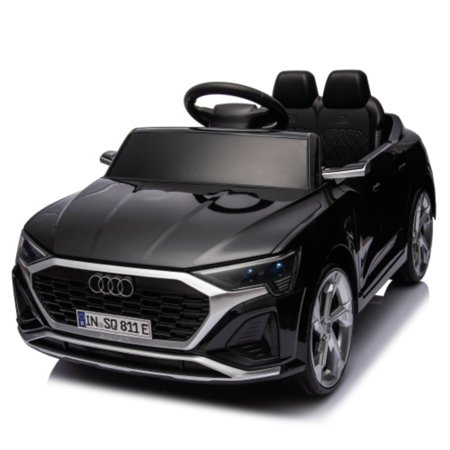 SUSIELADY 12V Licensed Audi SQ8, Kids Ride on Car, with Remote Control, Music, Hanging Start, Speed Adjustment, LED Lights, Suspension, Power Display, for Kids Age 3+, Black