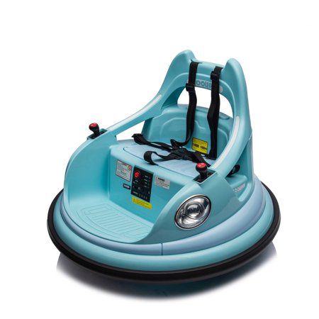 SUSIELADY 12V Ride on Bumper Car for Kids, with Remote Control, Bluetooth, LED Lights, 2 Speed, 360°Spin, for Kids Aged 2-6, Blue
