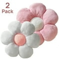 thumbnail image 1 of SUSIELADY 2-Pack Flower Pillows, Cute Decorative Plush Throw Pillows with Faux Rabbit Fur, Soft Aesthetic Floor Pillows for Bedroom, Living Room & Kids Room Decor, Small White and Medium Pink, 1 of 8