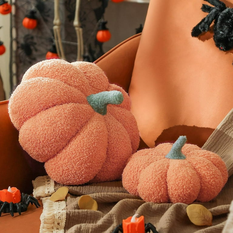 SUSIELADY 2-Pack Pumpkin Throw Pillows Set, Soft Teddy Fleece Fall