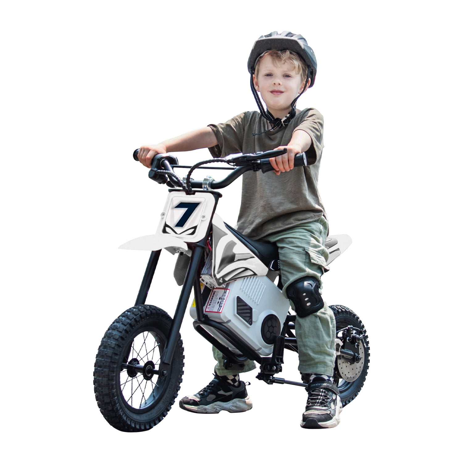 SUSIELADY 24V Electric Dirt Bike, 250 W Kids Powered Motorcycle, with Twist Grip Throttle, Hand-Operated Dual Brakes, Speed Up to 10 MPH, for Kids Aged 8-12, White