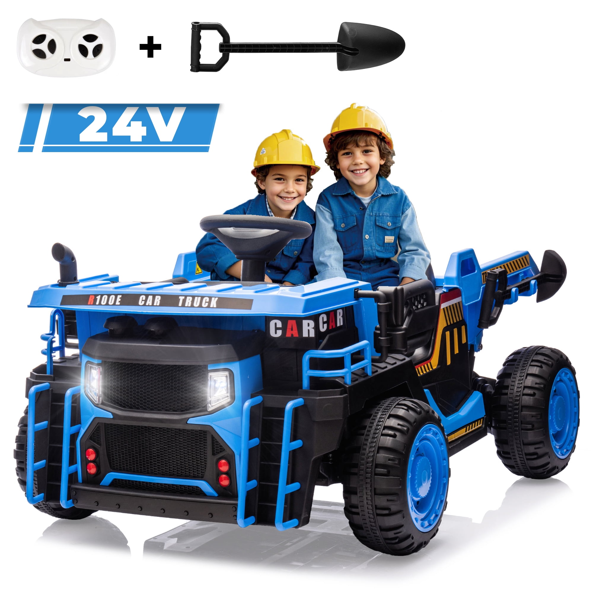 2-Seater Kids Ride On Dump Truck with Dump Bed - Blue
