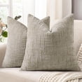 thumbnail image 1 of SUSIELADY Chenille Throw Pillow Covers 18x18 Set of 2, Thick Textured Slubby Couch Pillow Covers, Farmhouse Modern Neutral Decorative Pillow Cases for Sofa, Bed, or Living Room, Light Brown, 1 of 6