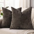 thumbnail image 1 of SUSIELADY Chenille Throw Pillow Covers 20x20 Set of 2, Thick Textured Slubby Couch Pillow Covers, Farmhouse Modern Neutral Decorative Pillow Cases for Sofa, Bed, or Living Room, Chocolate, 1 of 10