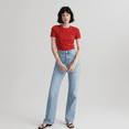 thumbnail image 1 of SUSIELADY Classic High-Waisted Straight Leg Jeans, Light Blue Denim, Relaxed Fit, 1 of 5