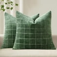 thumbnail image 1 of SUSIELADY Decorative Chenille Check Throw Pillow Covers 20x20 Set of 2, Vintage Plaid Couch Cushion Covers for Sofa Bed Living Room, Neutral Boho Farmhouse Modern Home Decor, Moss Green, 1 of 10