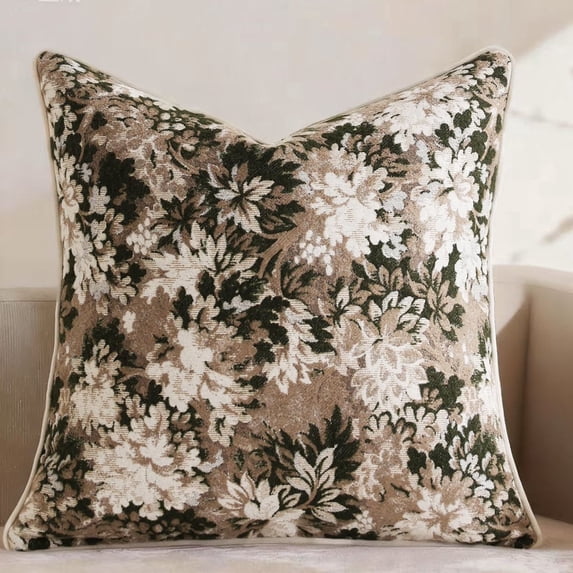 SUSIELADY Floral Throw Pillow Cover 20 x 20 Inches – Vintage Chenille Square Throw Pillow Cover, Soft Decorative Farmhouse Accent for Couch Sofa Living Room Bedroom, 1 Piece, Green