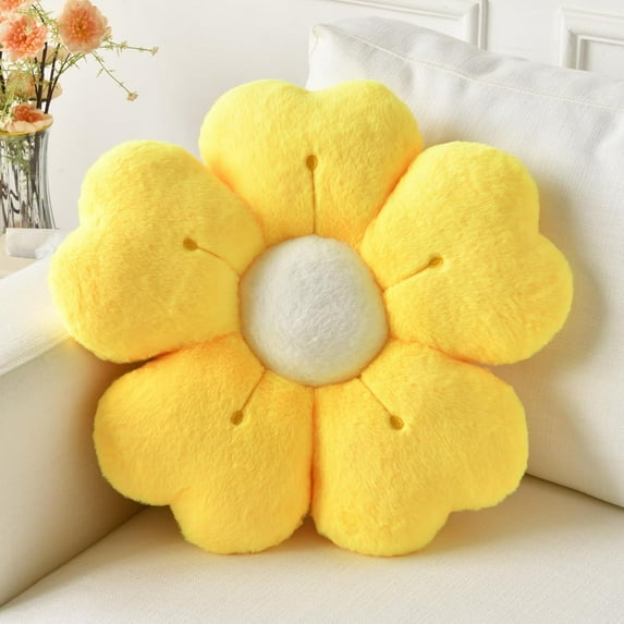 SUSIELADY Flower Pillow, Flower Shaped Pillow Decorative Throw Pillows for Bed Couch Sofa Bedroom Living Room, Cute Daisy Pillow Dorm Decor Floor Seating Cushion, 19.69” , Yellow