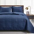 thumbnail image 1 of SUSIELADY Lightweight Microfiber Quilt Set, Soft Bedspread with Coin Pattern, All-Season Coverlet Bedding, 3 Pieces (1 Quilt, 2 Pillow Shams), King Size, Navy, 1 of 7