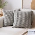 thumbnail image 1 of SUSIELADY Pack of 2 Corduroy Decorative Throw Pillow Covers 18x18 Inch Soft Boho Striped Pillow Covers Modern Farmhouse Home Decor for Sofa Living Room Couch Bed, Gray, 1 of 6