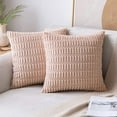 thumbnail image 1 of SUSIELADY Pack of 2 Corduroy Decorative Throw Pillow Covers 18x18 Inch Soft Boho Striped Pillow Covers Modern Farmhouse Home Decor for Sofa Living Room Couch Bed, Pink, 1 of 6
