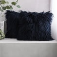 thumbnail image 1 of SUSIELADY Pack of 2 Faux Fur Throw Pillow Covers 18x18 Inch, Luxury Soft Fuzzy Cushion Covers for Couch, Sofa, Bed, Living Room, Decorative Pillowcases, Navy Blue, 1 of 6