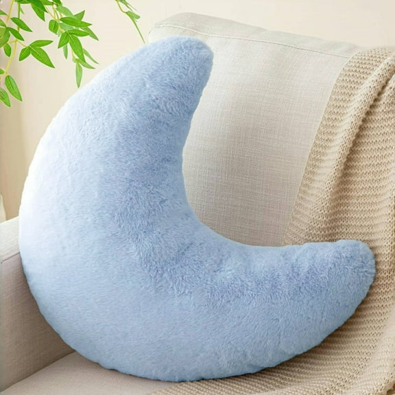 SUSIELADY Plush Moon Pillow, Soft and Cozy Crescent Moon Shaped Stuffed Cushion for Kids and Adults, Decor Pillow for Bed Couch Sofa Bedroom Living Room, 15.74" x 12.99", Blue
