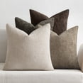thumbnail image 1 of SUSIELADY Set of 4 Decorative Throw Pillow Covers 18x18 Inch, Soft Chenille Cushion Covers for Couch Sofa Bed, Boho Farmhouse Style for Living Room & Bedroom Decor, Brown, 1 of 7