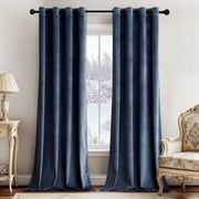 SUSIELADY Blackout Velvet Curtains, Thermal Insulated, Noise-Reducing, Soundproof, Light-Blocking, Room Darkening Drapes, 2 Panels, Grommet for Living Room & Bedroom, 52 x 96 in, Stone Blue
