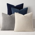 thumbnail image 1 of SUSIELADY Throw Pillow Covers 18x18 Set of 4, Super Soft Boho Corduroy Decorative Cushion Cases, Solid Color Plush Texture Pillow Covers for Sofa Couch Chair, Neutral & Blue Tones, 1 of 6