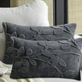 thumbnail image 1 of SUSIELADY Throw Pillow Covers 20x12 Inch Set of 2 – Leaf Pattern Plush Decorative Pillowcases for Couch Bed Sofa Farmhouse Spring Summer Decor, Dark Gray, 1 of 5