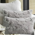 thumbnail image 1 of SUSIELADY Throw Pillow Covers 20x12 Inch Set of 2 – Leaf Pattern Plush Decorative Pillowcases for Couch Bed Sofa Farmhouse Spring Summer Decor, Light Gray, 1 of 5