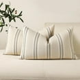 thumbnail image 1 of SUSIELADY Throw Pillow Covers Set of 2, 20x12" Linen Decorative Square Cushion Covers for Sofa Couch Bed, Textured Striped Farmhouse Pillows, Living Room Accent, Grey, 1 of 7