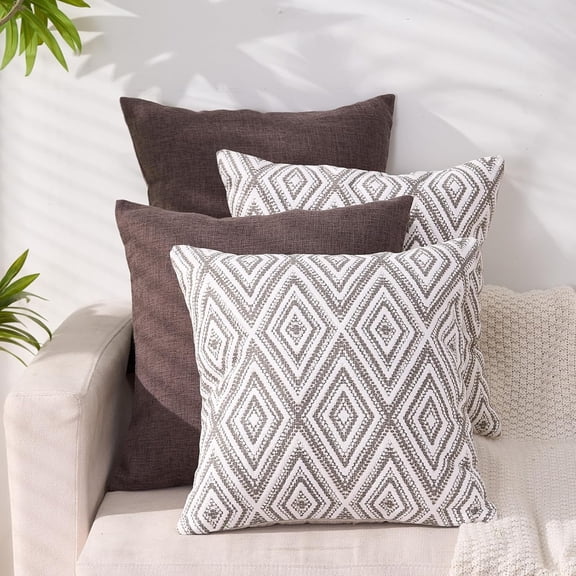 SUSIELADY Throw Pillow Covers Set of 4, 18"x18" Linen Decorative Square Couch Sofa Cushions, Accent Home Decor, Living Room, Bedroom, Chair, Chocolate