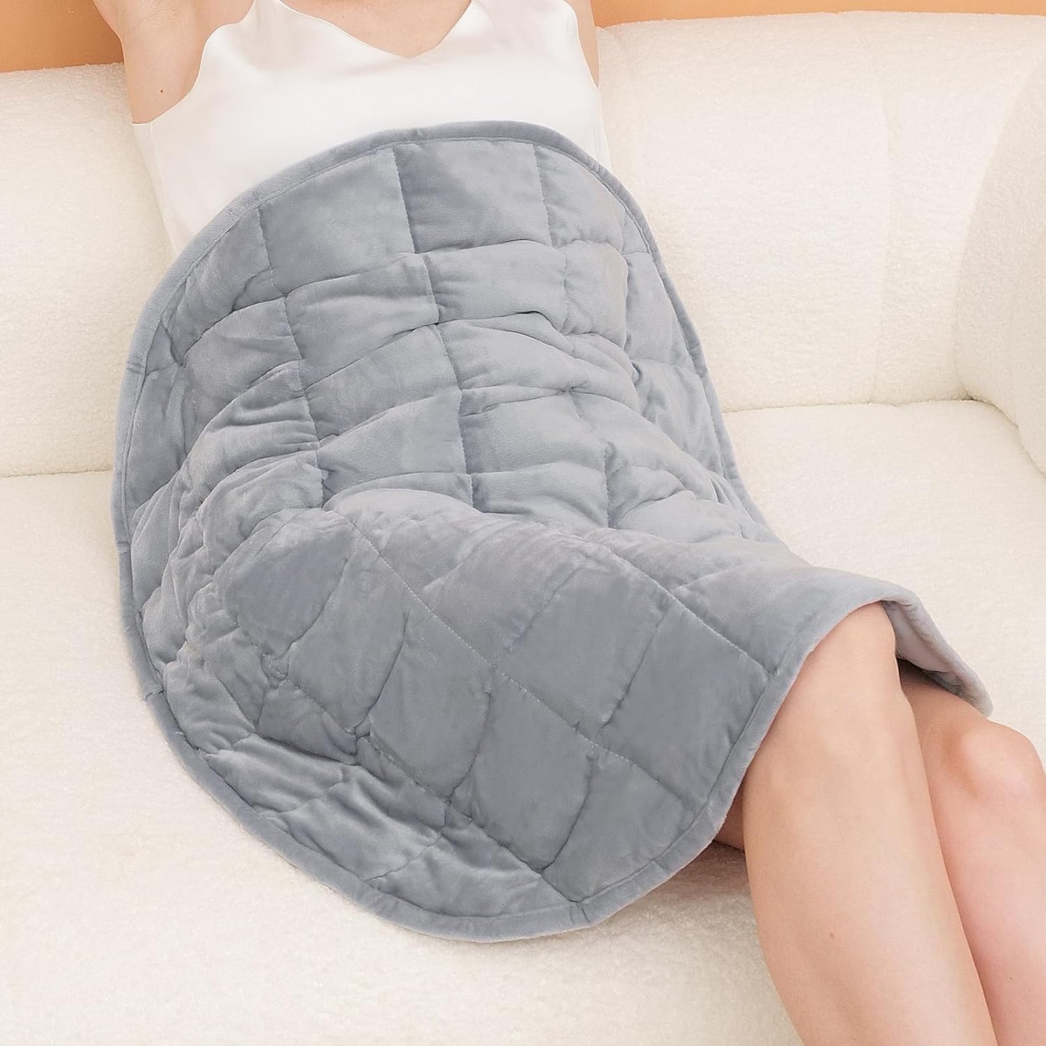 SUSIMOND 1 Long Fur Faux Fur Weighted Blanket 1 48 x 72 Inches 15lbs with Small Weighted Lap