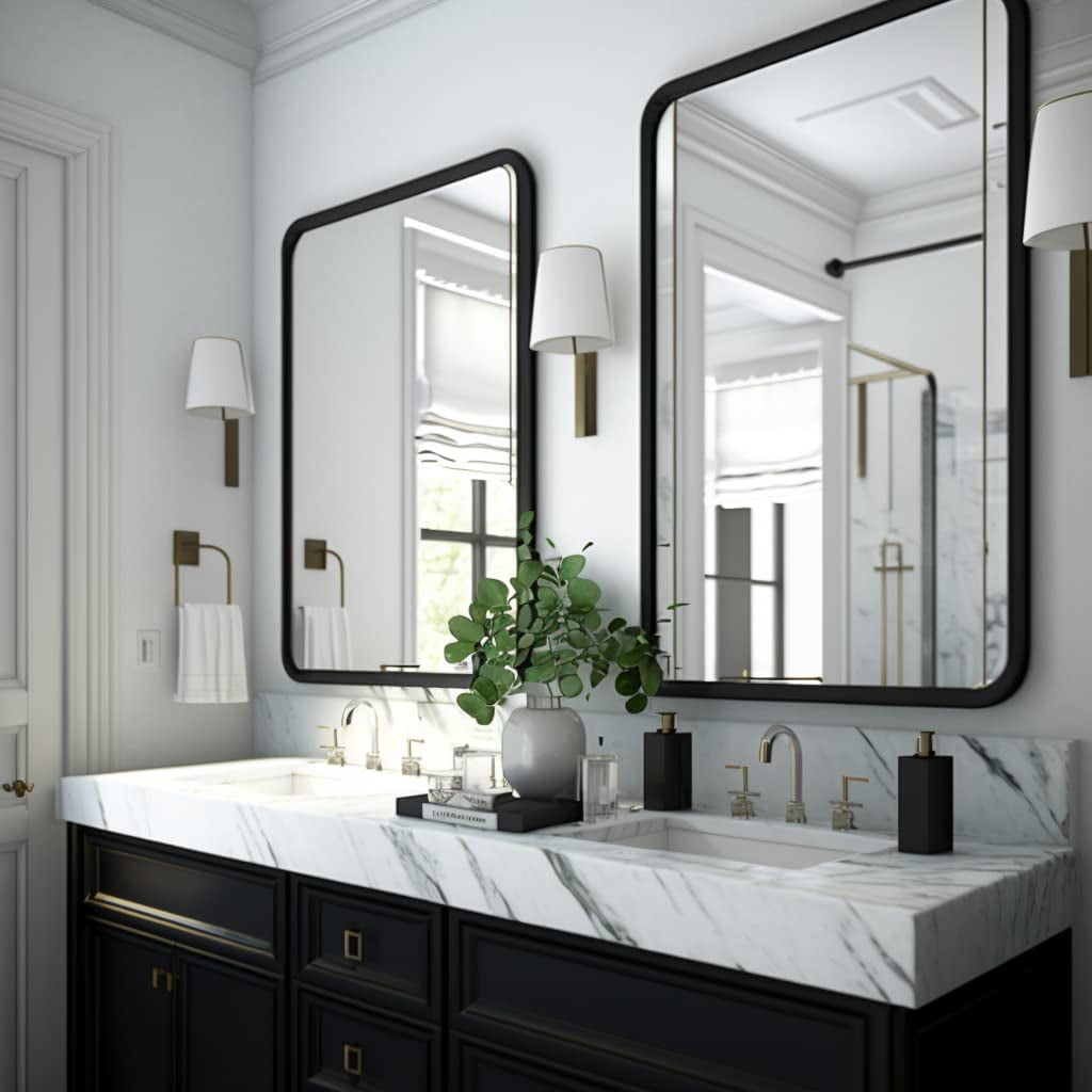 SUSIMOND 2-Pack Black Bathroom Mirrors 24 x 36 Inch, Metal Frame ...