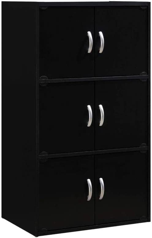 Kids' Playtime Black Wood 6-Door Storage Cabinet with Cubes