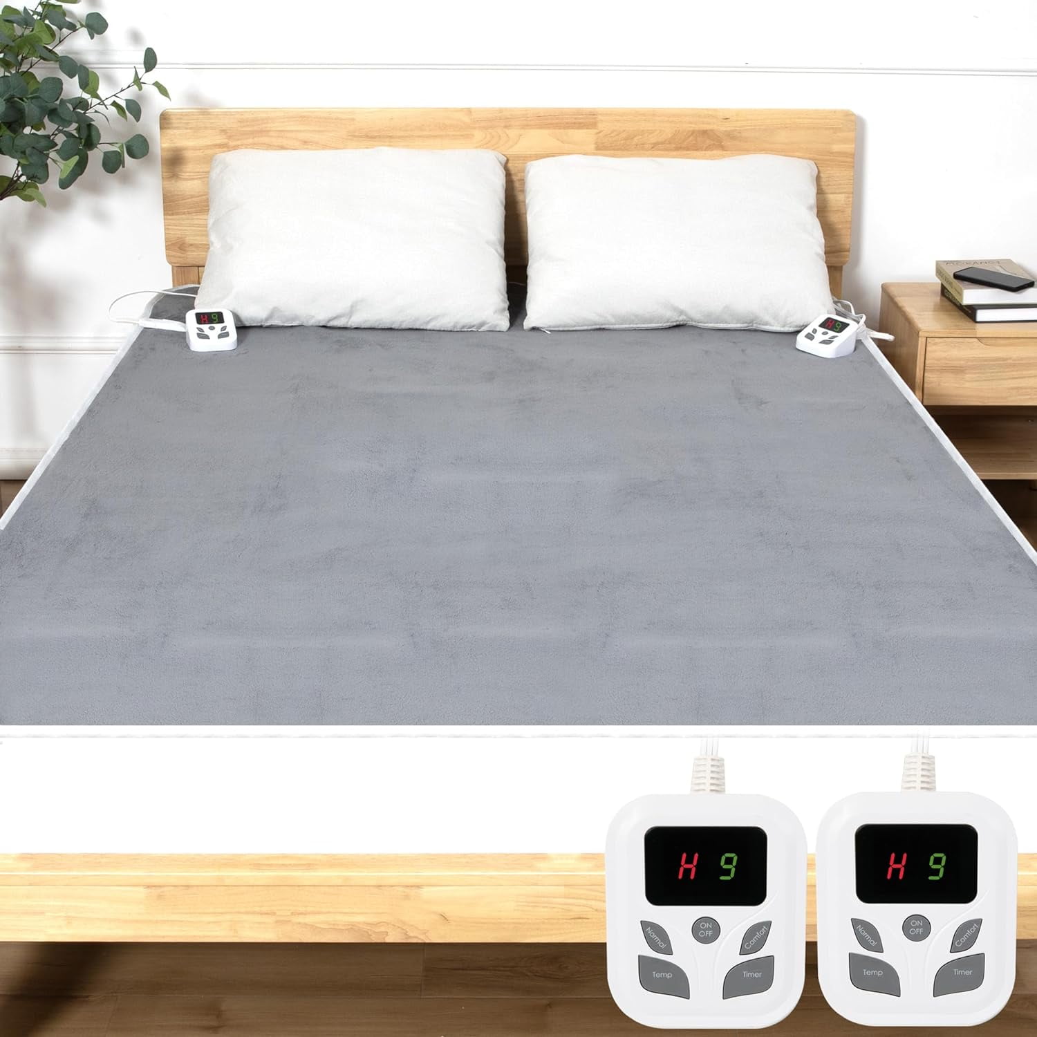 CURECURE Queen Electric Heated Mattress Pad With Dual Controllers