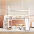 SUSIMOND House Bunk Bed with Stairs & Slide, Twin Over Twin Bunk Bed