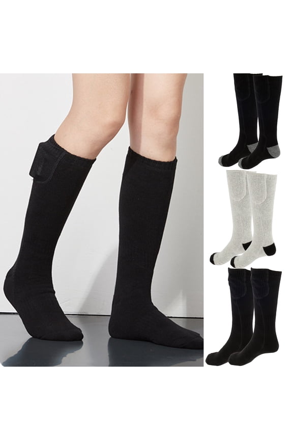 SUSIOLI Heated Socks for Men Women 2200mAh Rechargeable Electric Heating Socks Warm Winter Thermal Socks for Skiing Hiking (3 Heating Settings,18.5in)