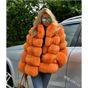SUSOLA 2024 Winter New Fashion Women Faux Fur Coat Female Orange Elegant Fluffy Thick Warm Artificial Fox Fur Jacket Outerwear