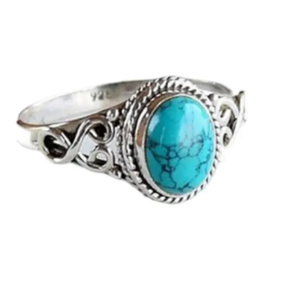 SUSOLA 925 Sterling Silver Natural Turquoise Moonstone Rings for Women engagement Ring Vintage Elegant Jewelry With White Gift Box