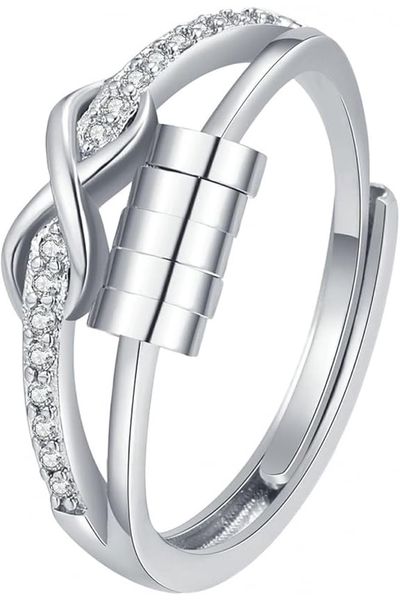 Cute Rings for Women Sterling Silver Cubic Zirconia Ribbon Mini Bow Knot Infinity Wedding Promise Rings White Gold Plated Engagement Rings Stackable Wedding Rings for Her Birthday Mini Gift