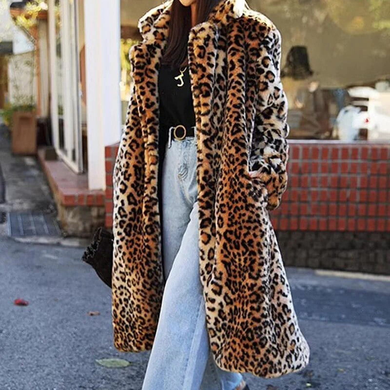 High Street Leopard Print Long Faux Fur Coat Fluffy Jacket High Street Leopard Print Long Faux Fur Coat Fluffy Jacket