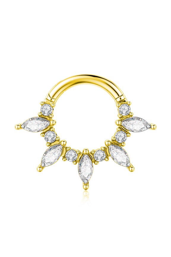 Titanium Micro Cubic Zirconia Hinged Nose Hoop Ring Body Jewelry Unisex