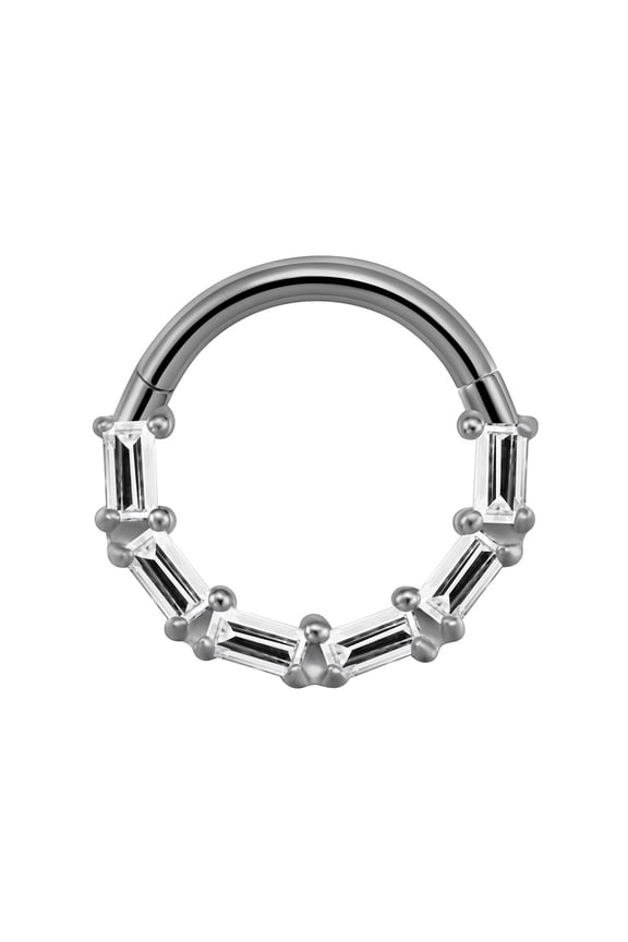 Titanium Micro Cubic Zirconia Hinged Nose Hoop Ring Body Jewelry Unisex