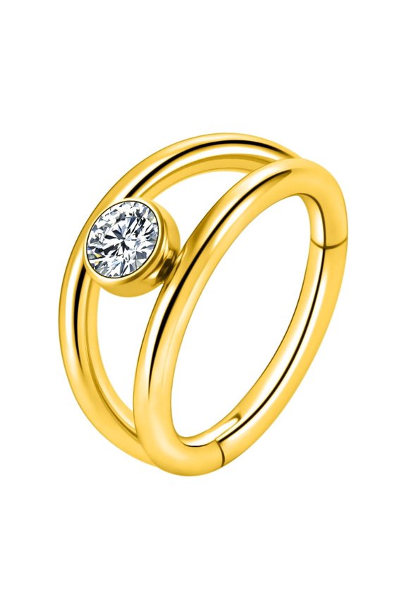 Titanium Micro Cubic Zirconia Hinged Nose Hoop Ring Body Jewelry Unisex