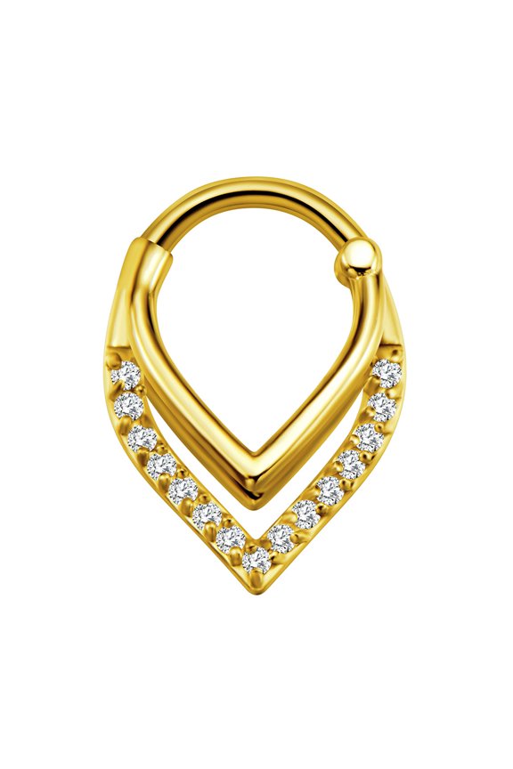 Titanium Micro Cubic Zirconia Hinged Nose Hoop Ring Body Jewelry Unisex