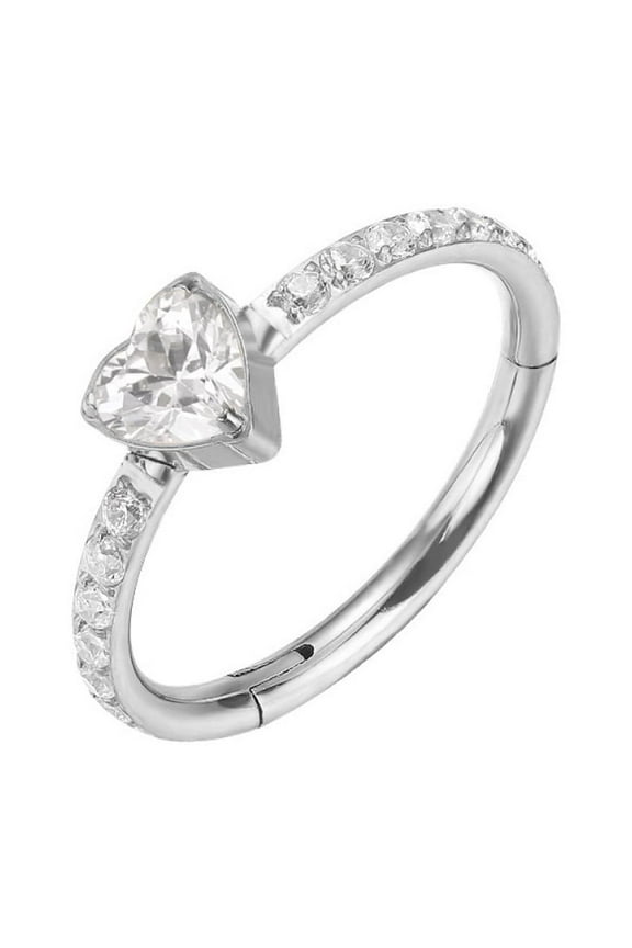 Titanium Micro Cubic Zirconia Hinged Nose Hoop Ring Body Jewelry Unisex