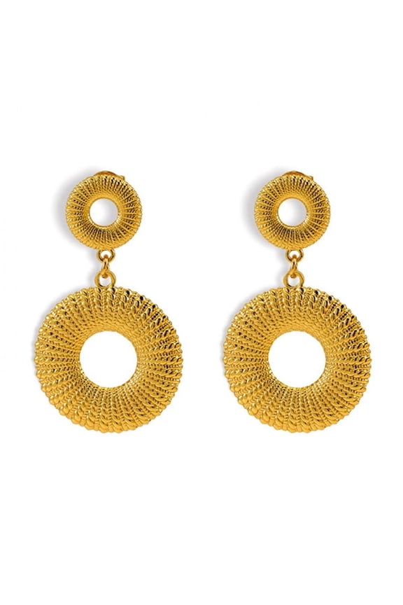 Women 18K Gold Plated Hoop Earrings Mesh Vintage Earring Bride Wedding Engagement Jewelry Gifts