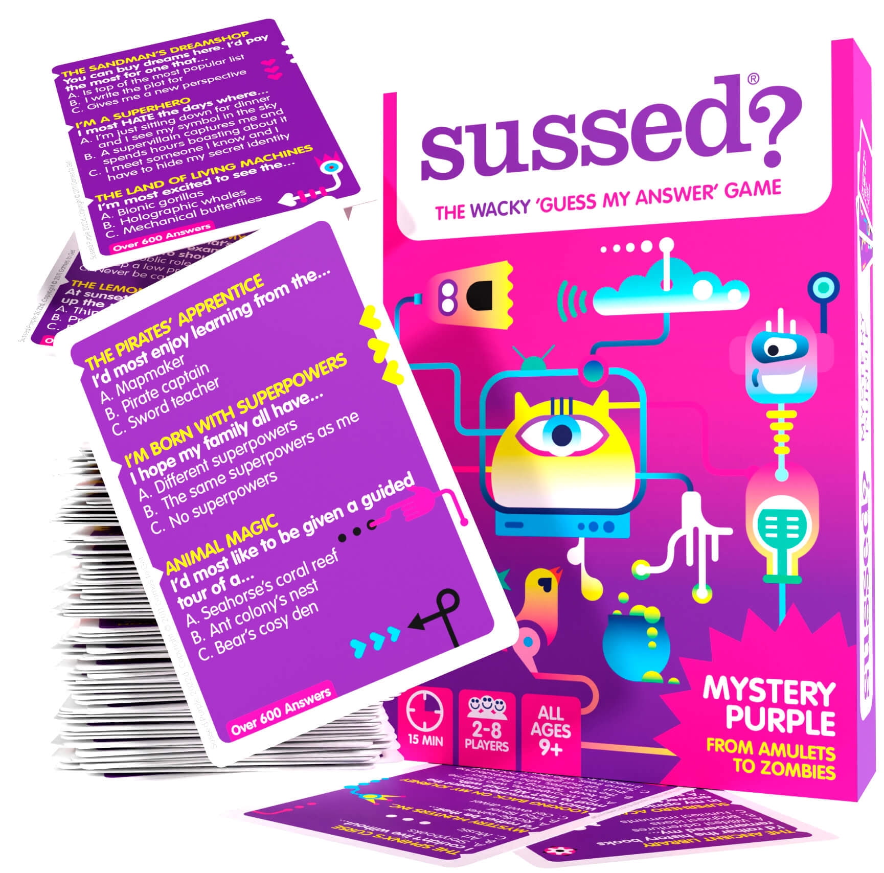 SUSSED The Weird 'What Would I Do?' Card Game Fun Social Party Game Mystery Purple Deck with