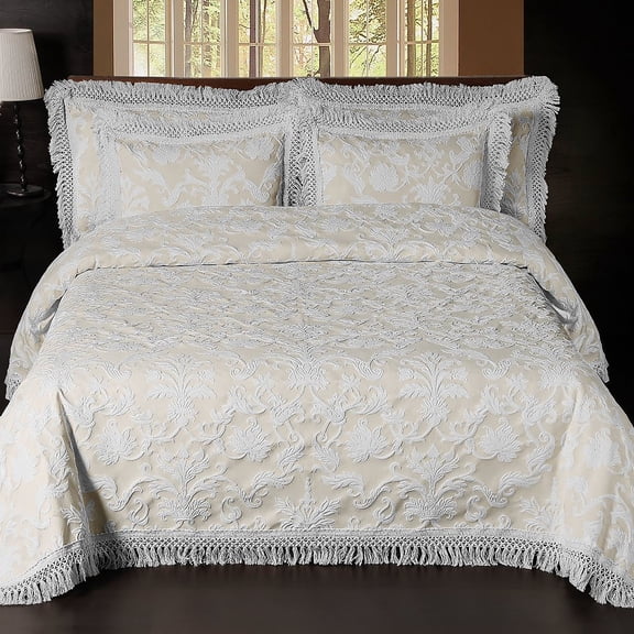 SUSSEX PARK BEDSPREADS CAL- KING IVORY/WHITE