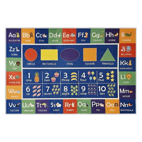 SUSSEXHOME Contemporary Padded Velvet Fleece Polyester Rug - Low Pile, Non-Slip, Easy-Clean, Ideal for Kids' Rooms - Antistatic, Durable - 47 x 71 Inches - EDU